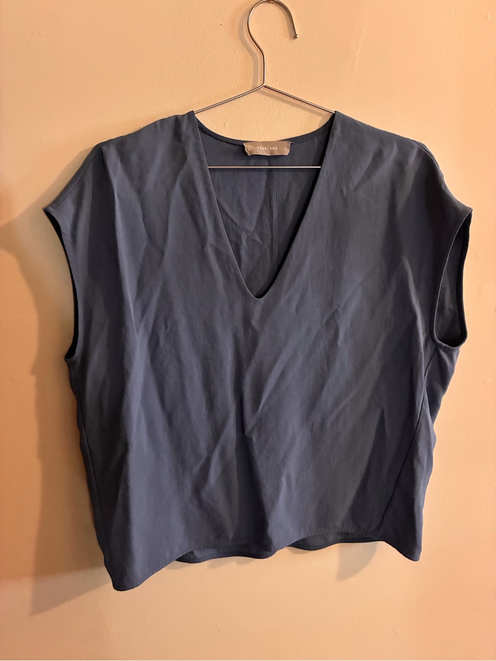 Everlane Slate Blue V-Neck Sleeveless Top